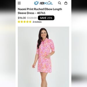 IBKUL Naomi print ruched elbow length sleeve dress
